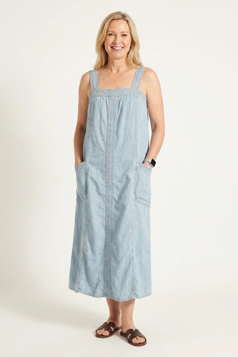Light Denim Strappy Tunic Dress – Secret Label