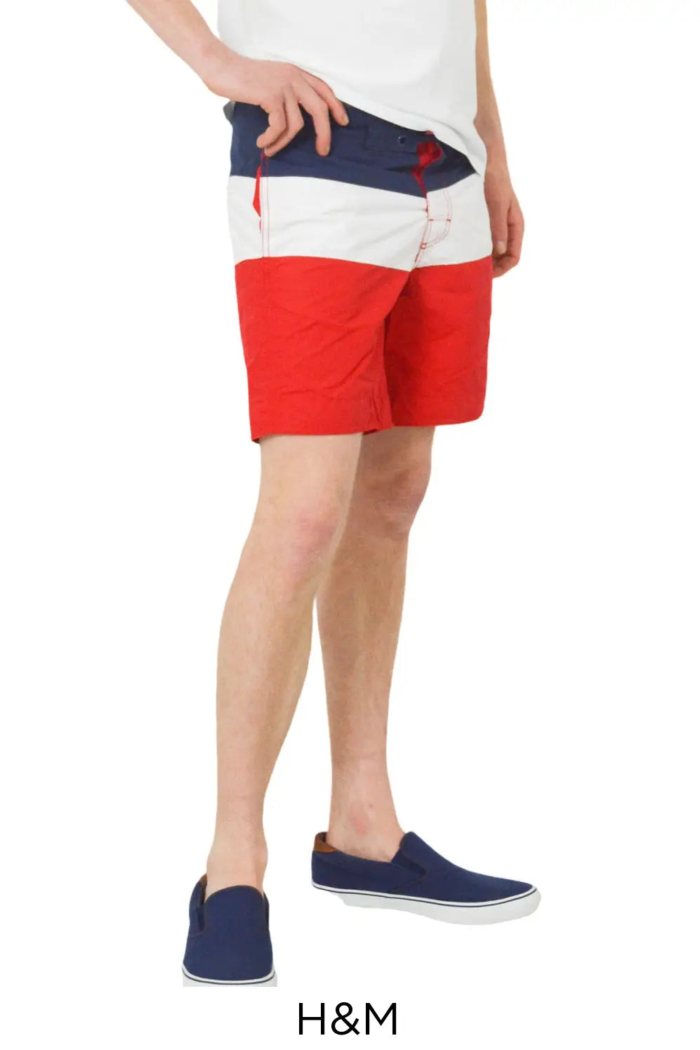 H&M Block Colour Swim Shorts Red/White/Navy / XS