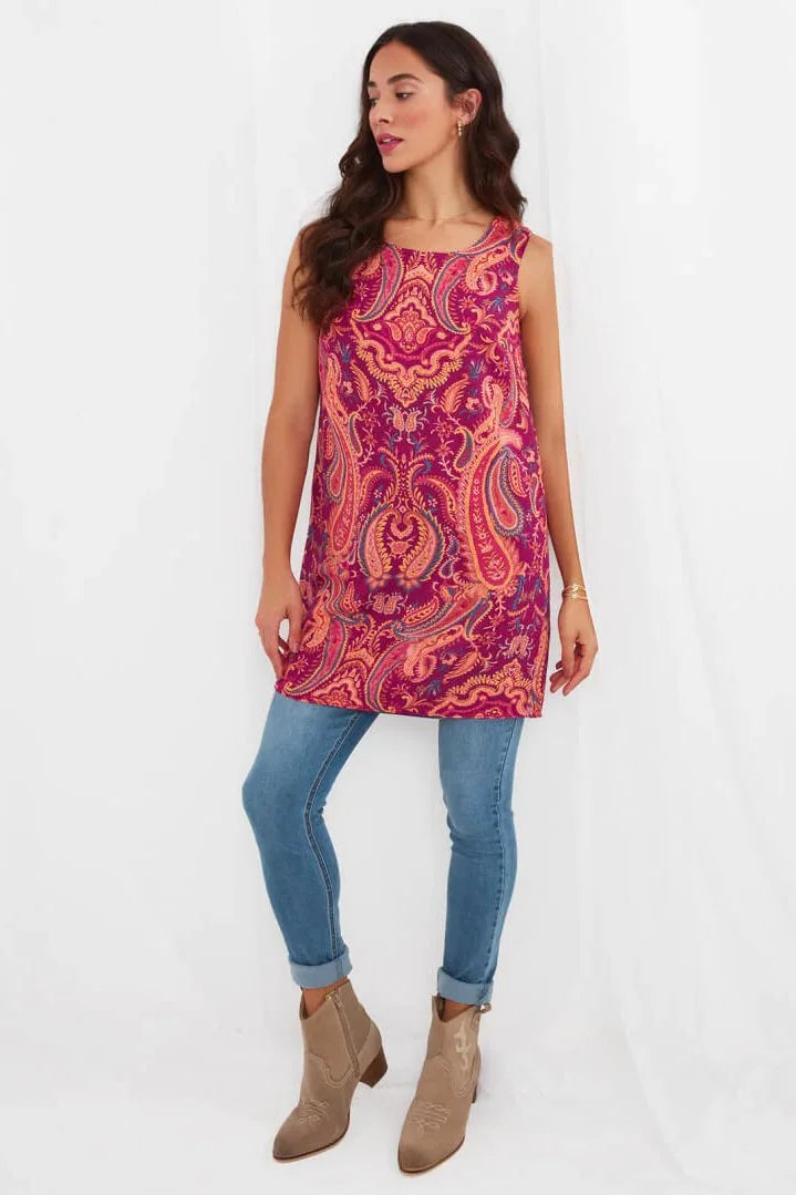 Paisley Print High Low Hem Smock Tunic