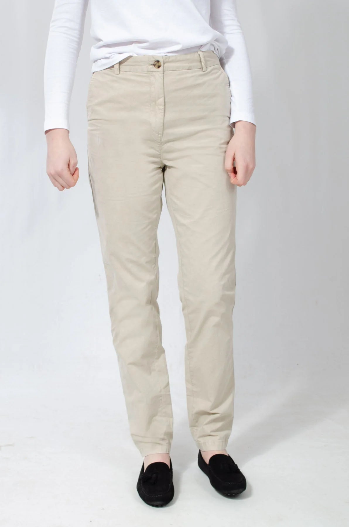 M&S Cotton Casual Chino Trousers Beige / 10 / Reg