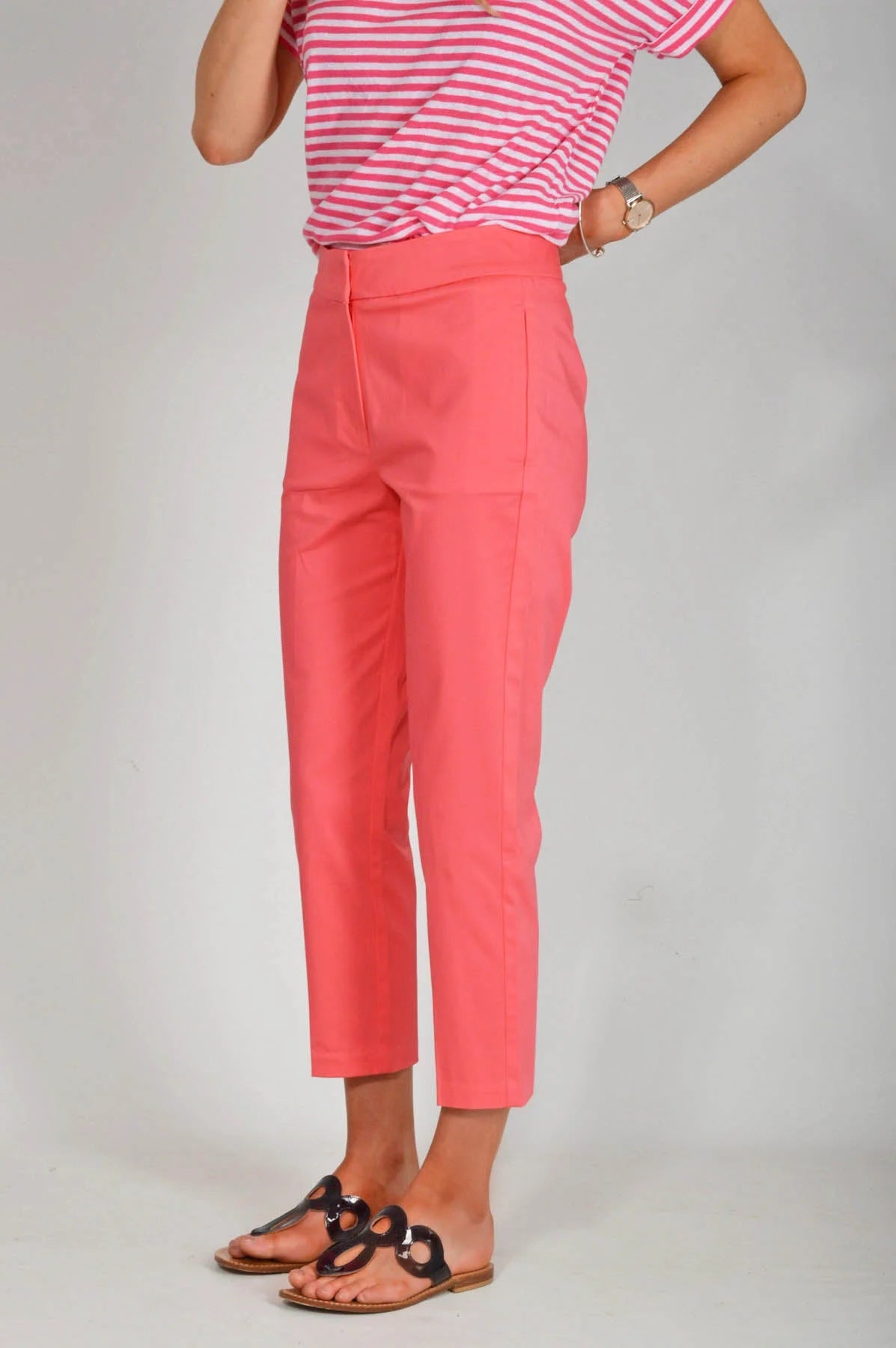M&S Cropped Smart Trousers Pink / 8