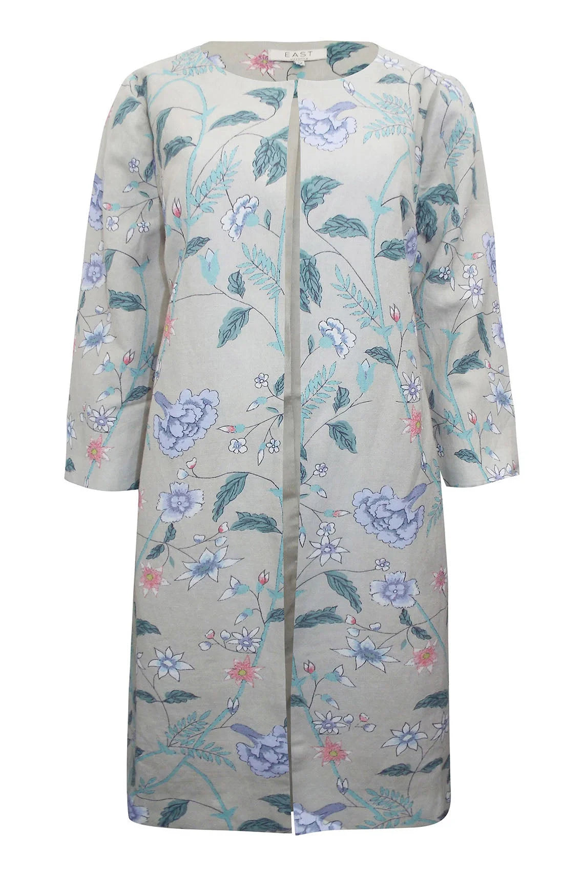 East Floral Linen Long Jacket