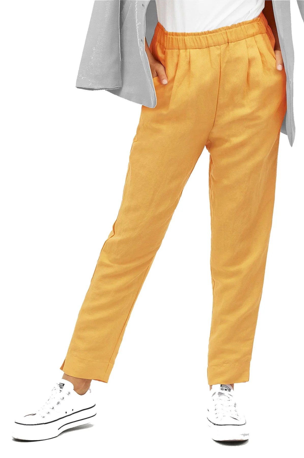 Ellos Linen Blend Pull On Trousers Yellow / 8