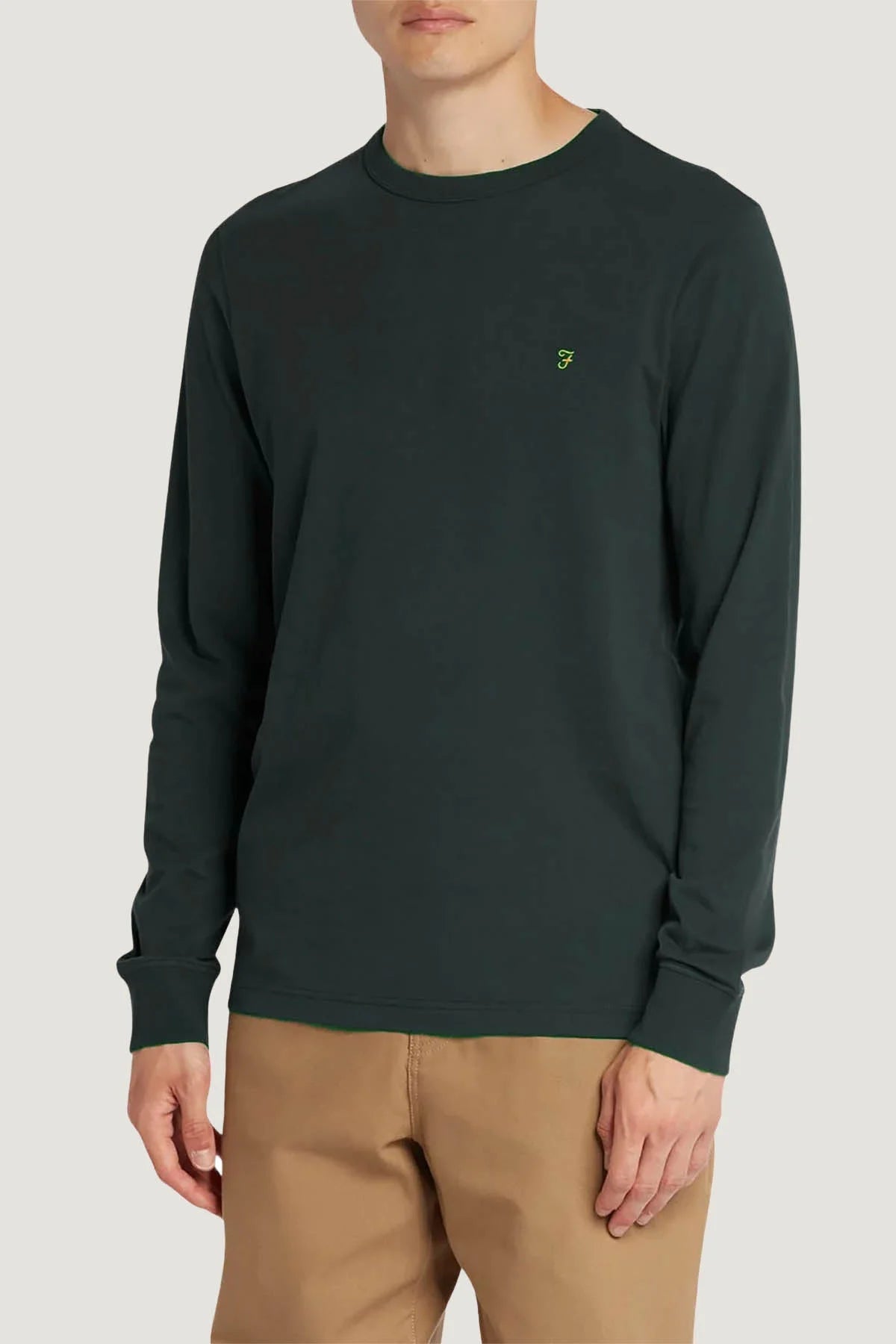 Farah Organic Cotton Long Sleeve T-Shirt Green / XS