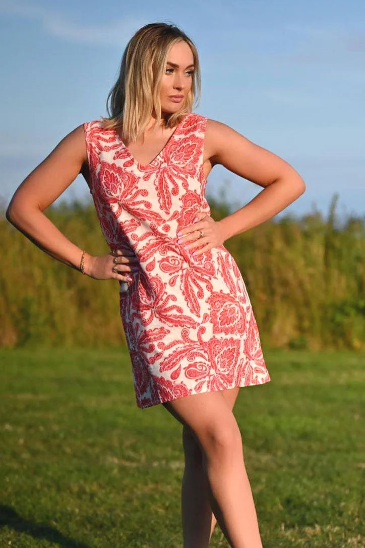 Red Paisley Sleeveless Linen Dress – Secret Label