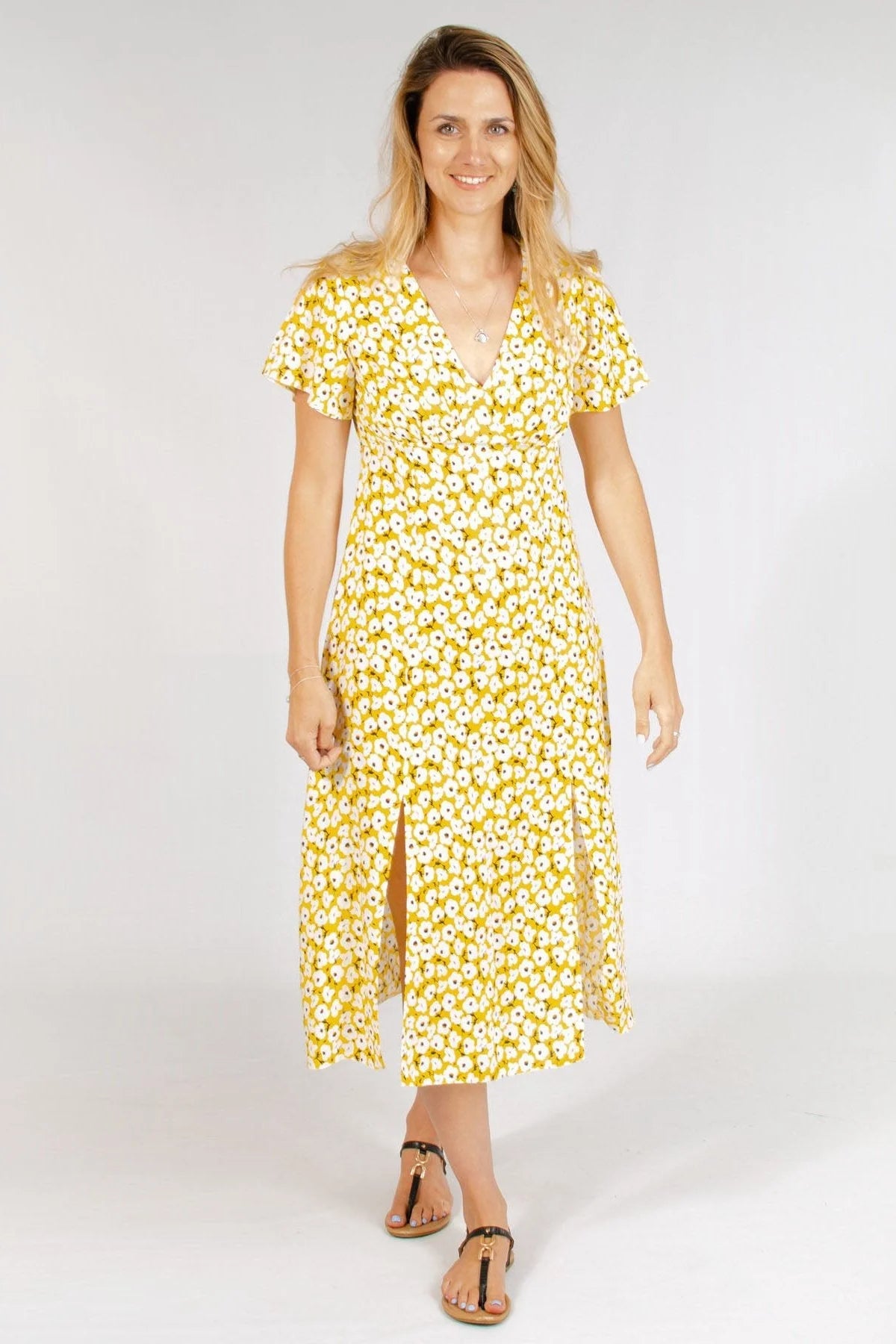 New Look Daisy Floral Summer Dress Yellow Mix / 16