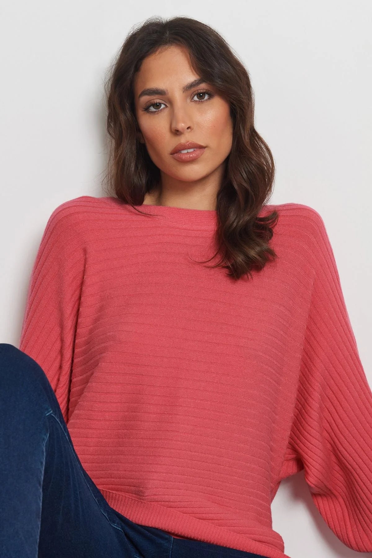 Nutmeg Ribbed Boat Neck Jumper Pink / 14