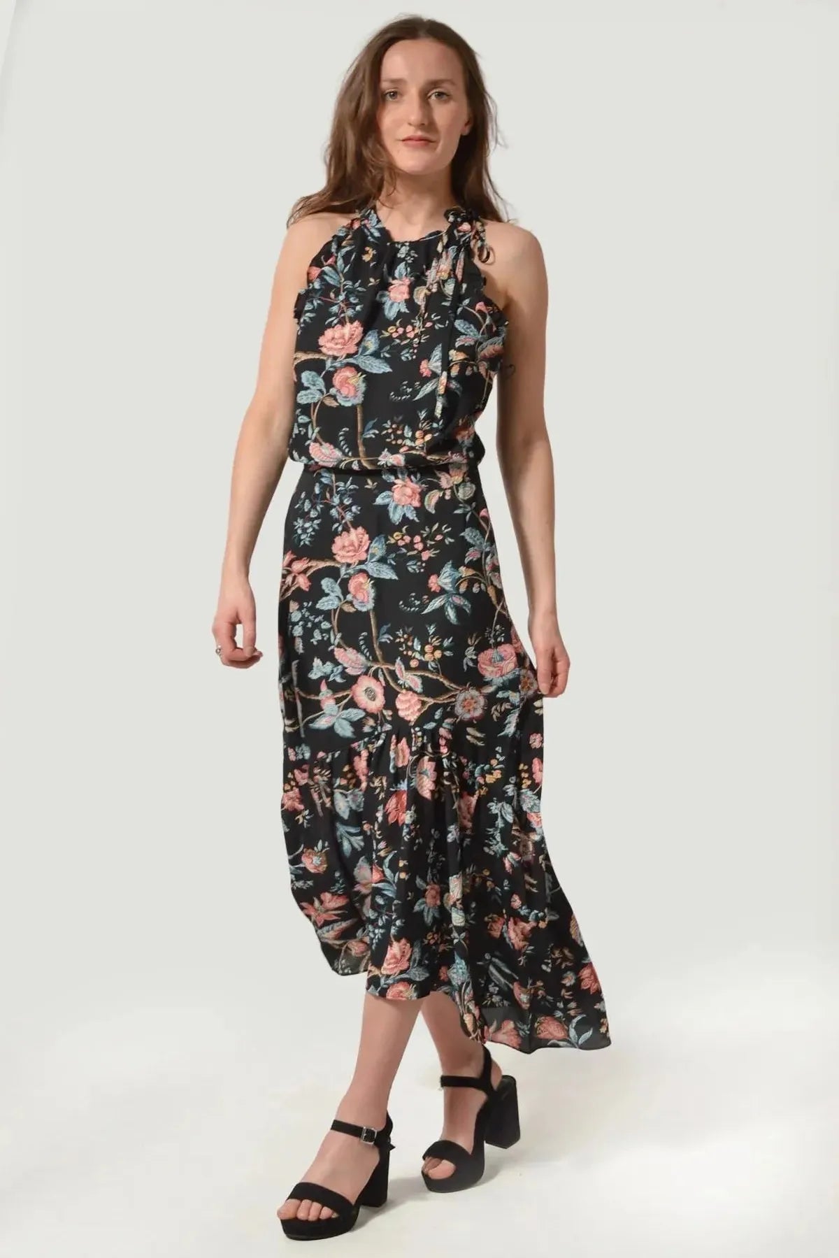 Floral High Neck Maxi Dress