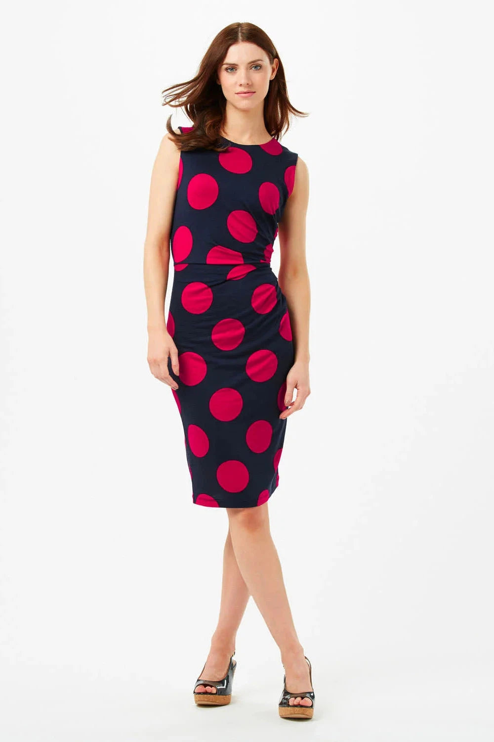Phase Eight Spot Print Jersey Dress Navy/Red / 8