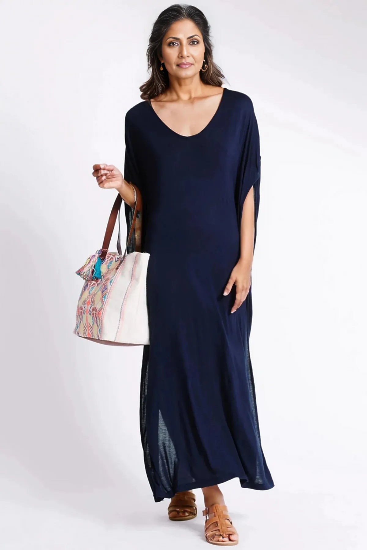 M&S Relaxed Angel Sleeve Maxi Dress Navy / S