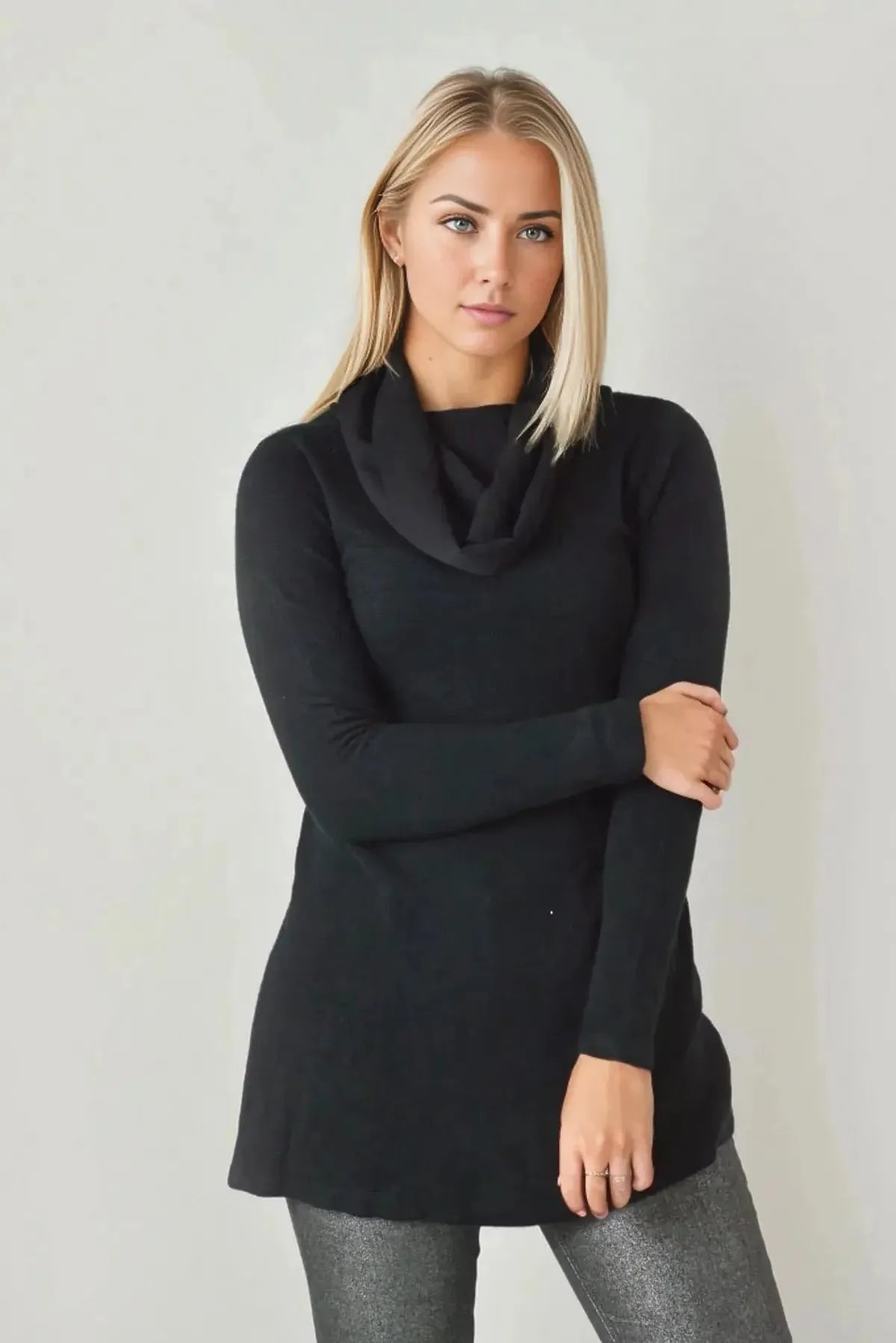 Black cowl neck sweatshirt clearance