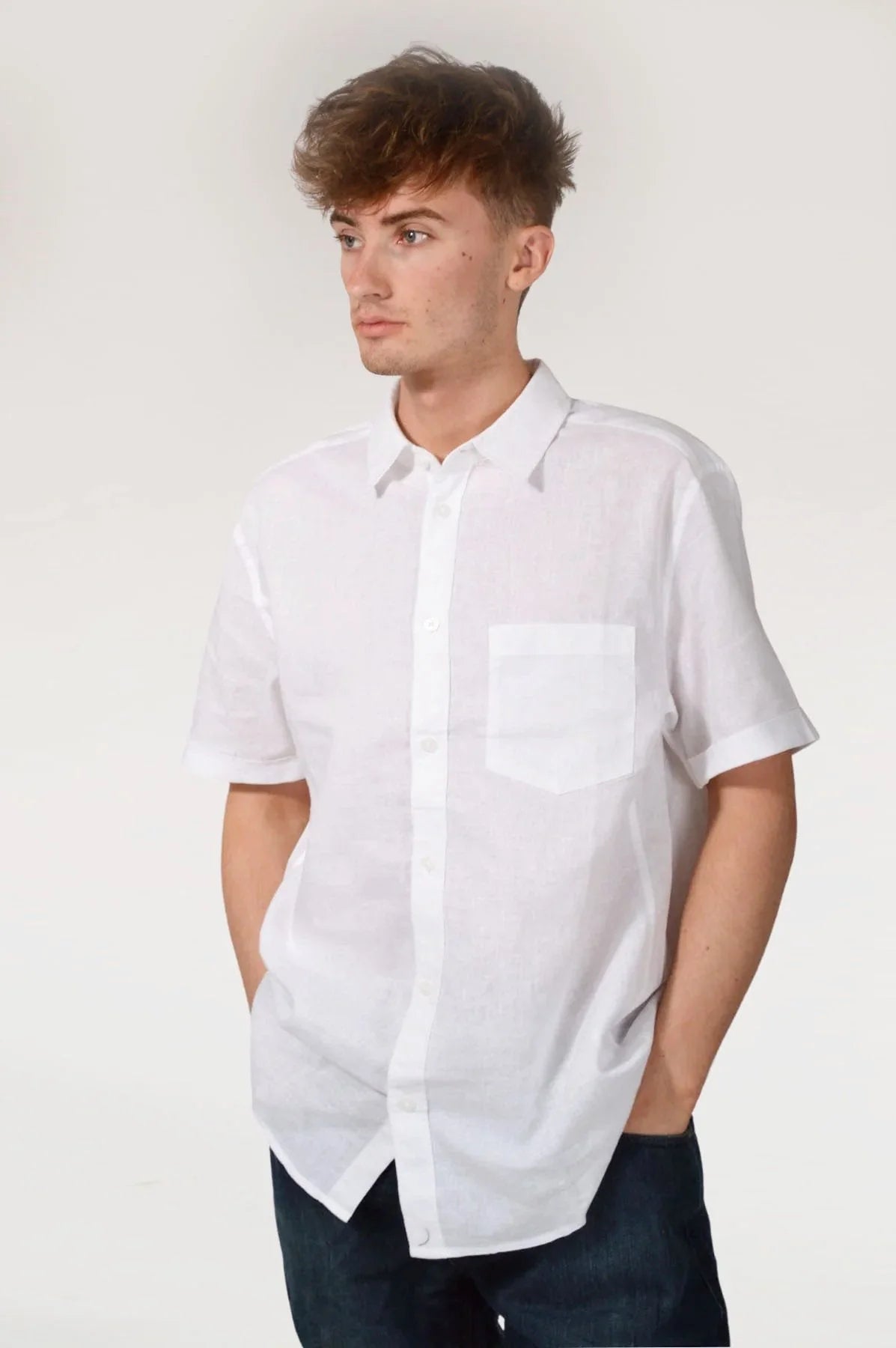 H&M Slim Fit Linen shirt White / XS