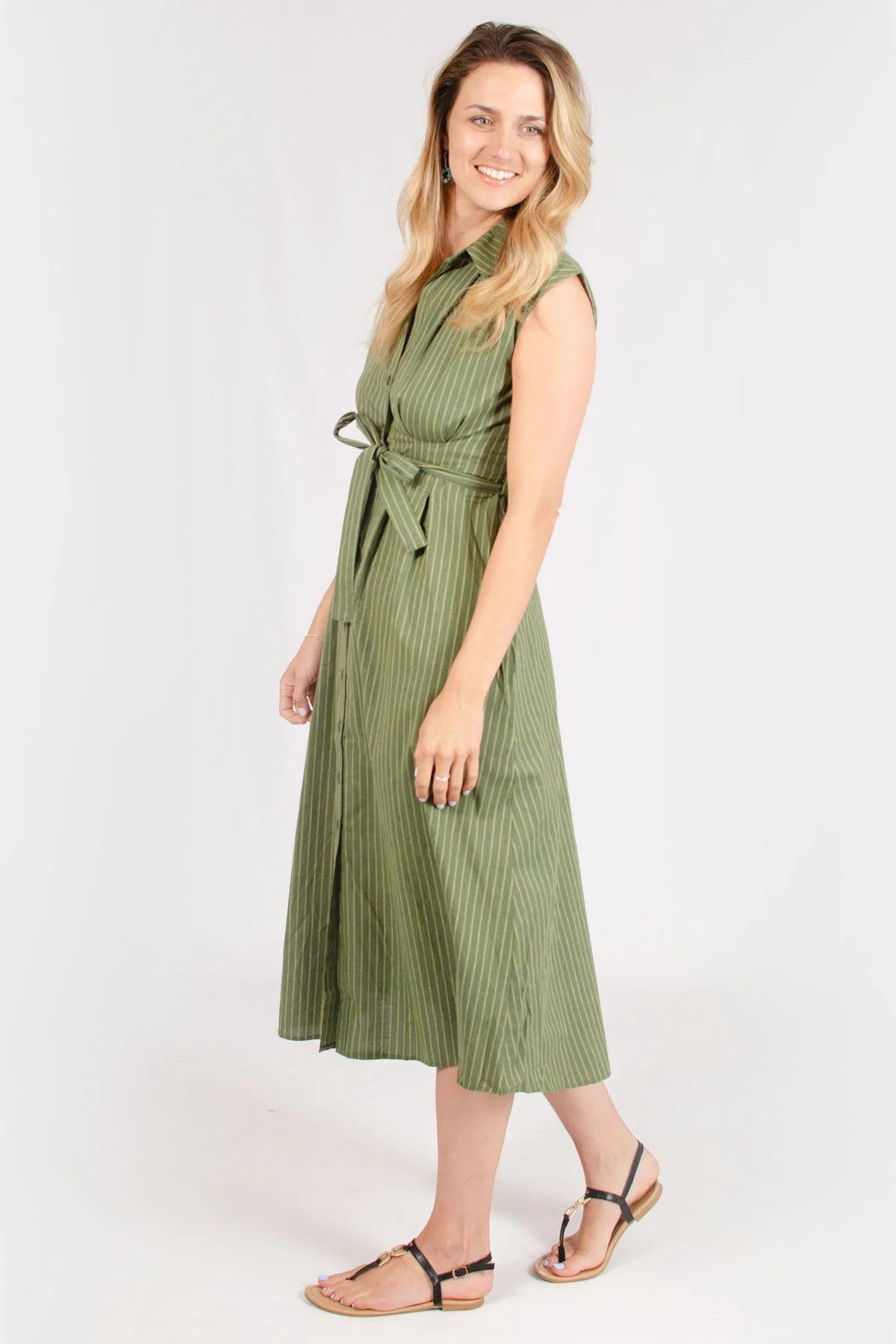 Wallis Sleeveless Button Down Dress Green / 12