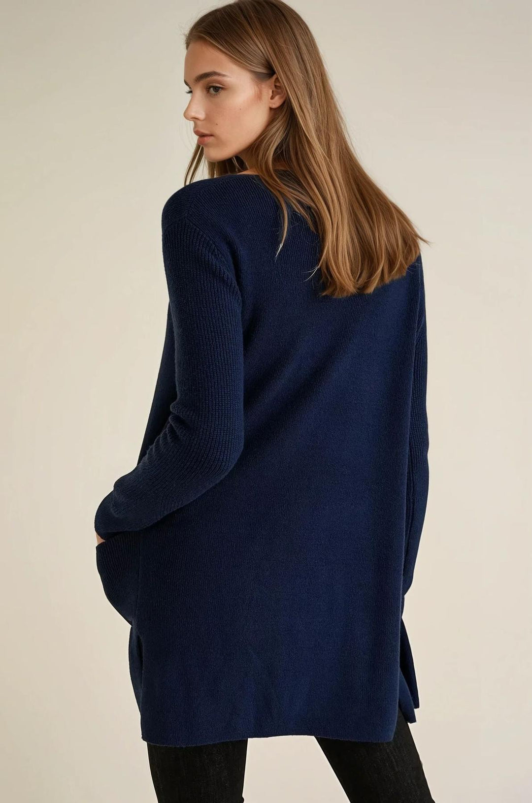 Open Front Ribbed Longline Cardigan