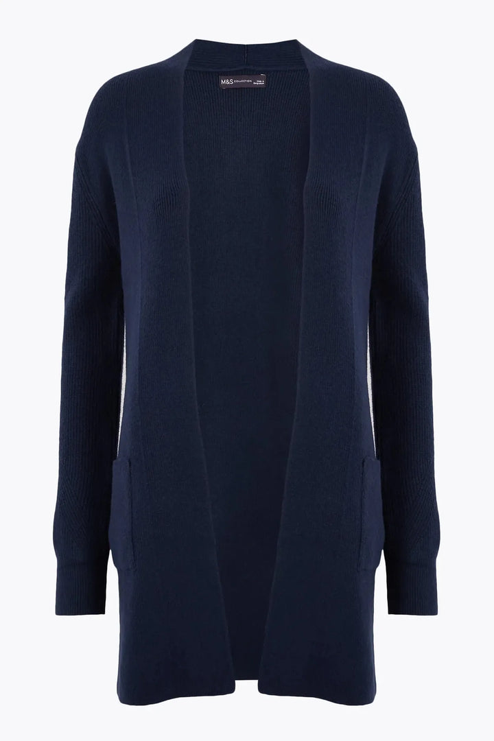 Open Front Ribbed Longline Cardigan