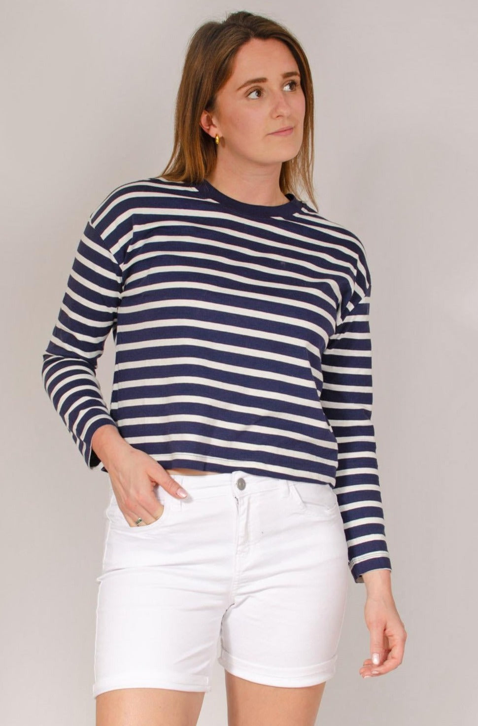 Striped Long Sleeve Oversize Top