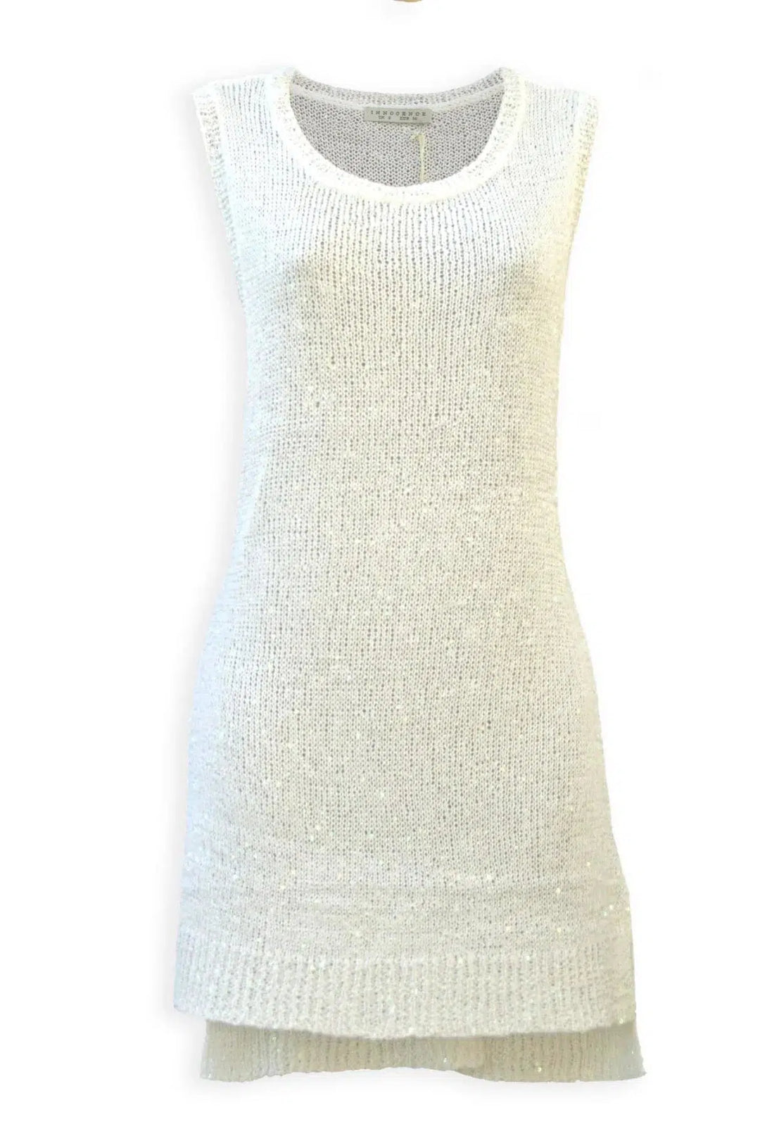 Innocence Sparkle Sequin Knit Sleeveless Long Top White / 12