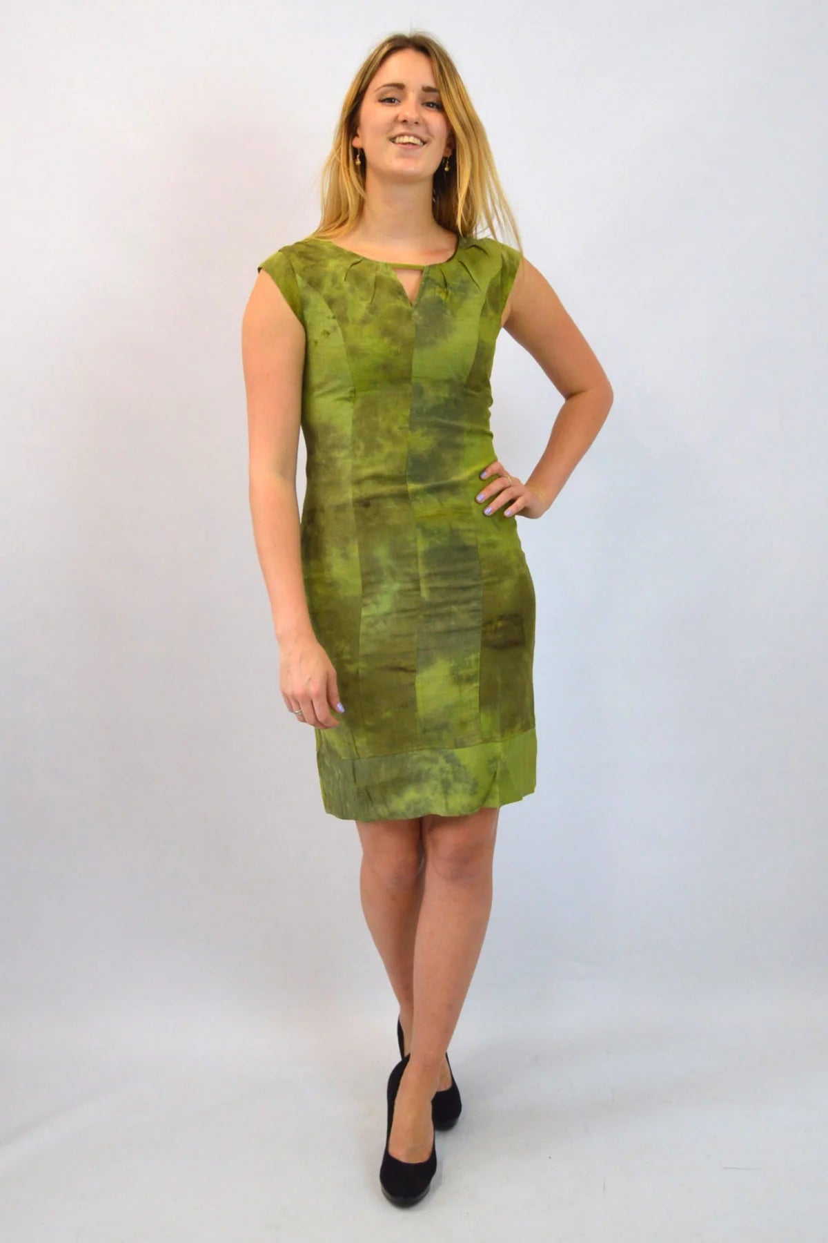 Office Sleeveless Silk Wash Dye Dress Green / 8