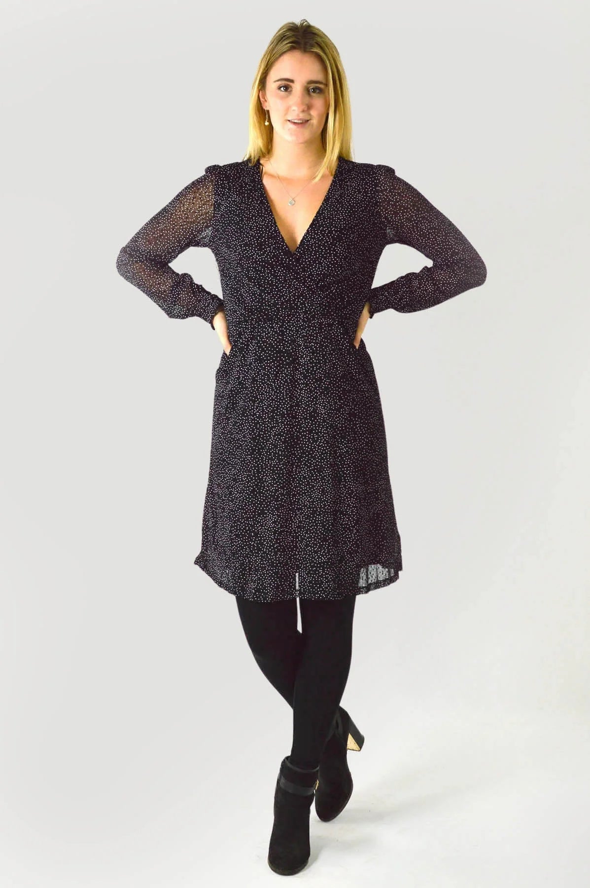 Chiffon Spot Wrap Dress Secret Label