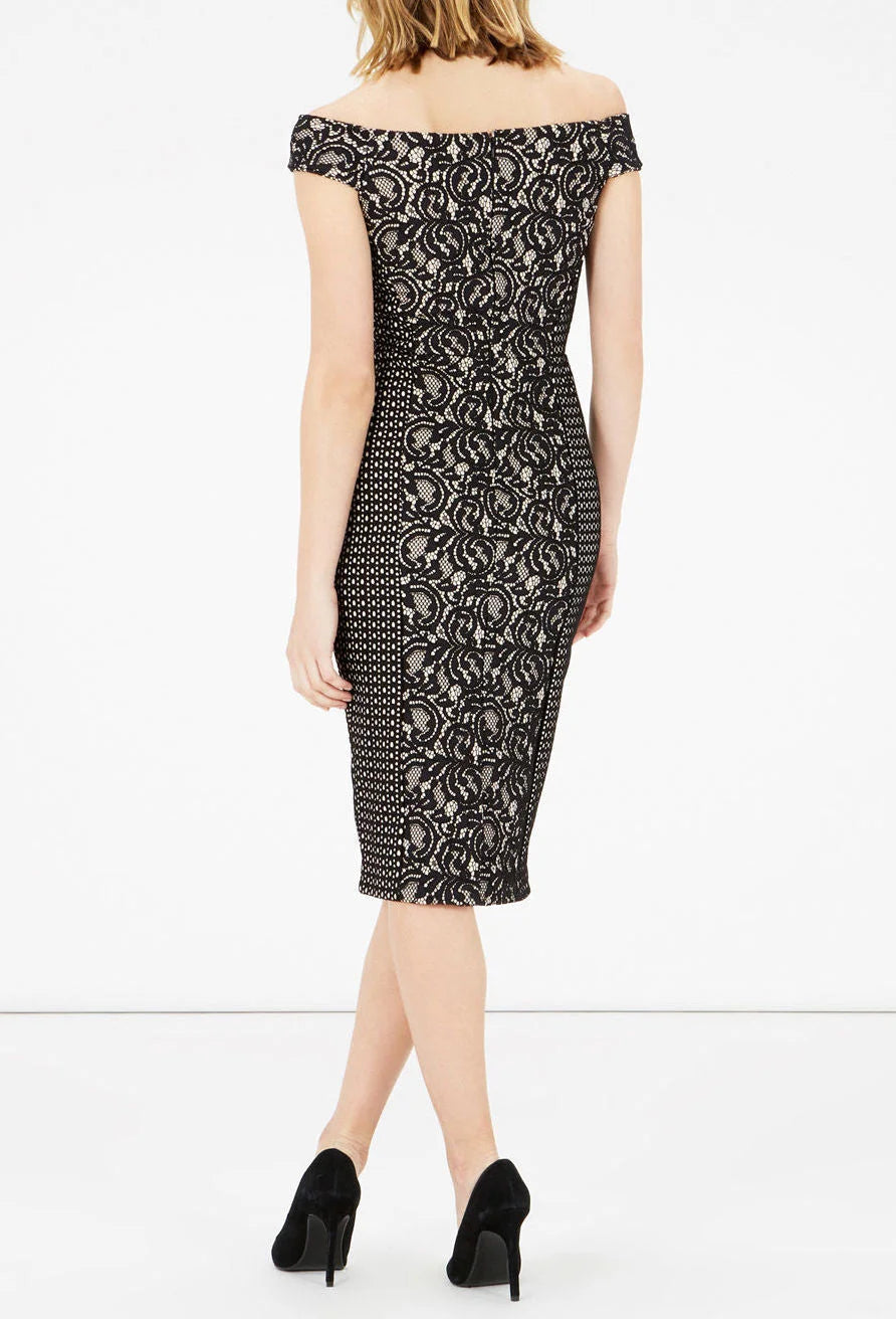 Warehouse black lace midi dress 2025