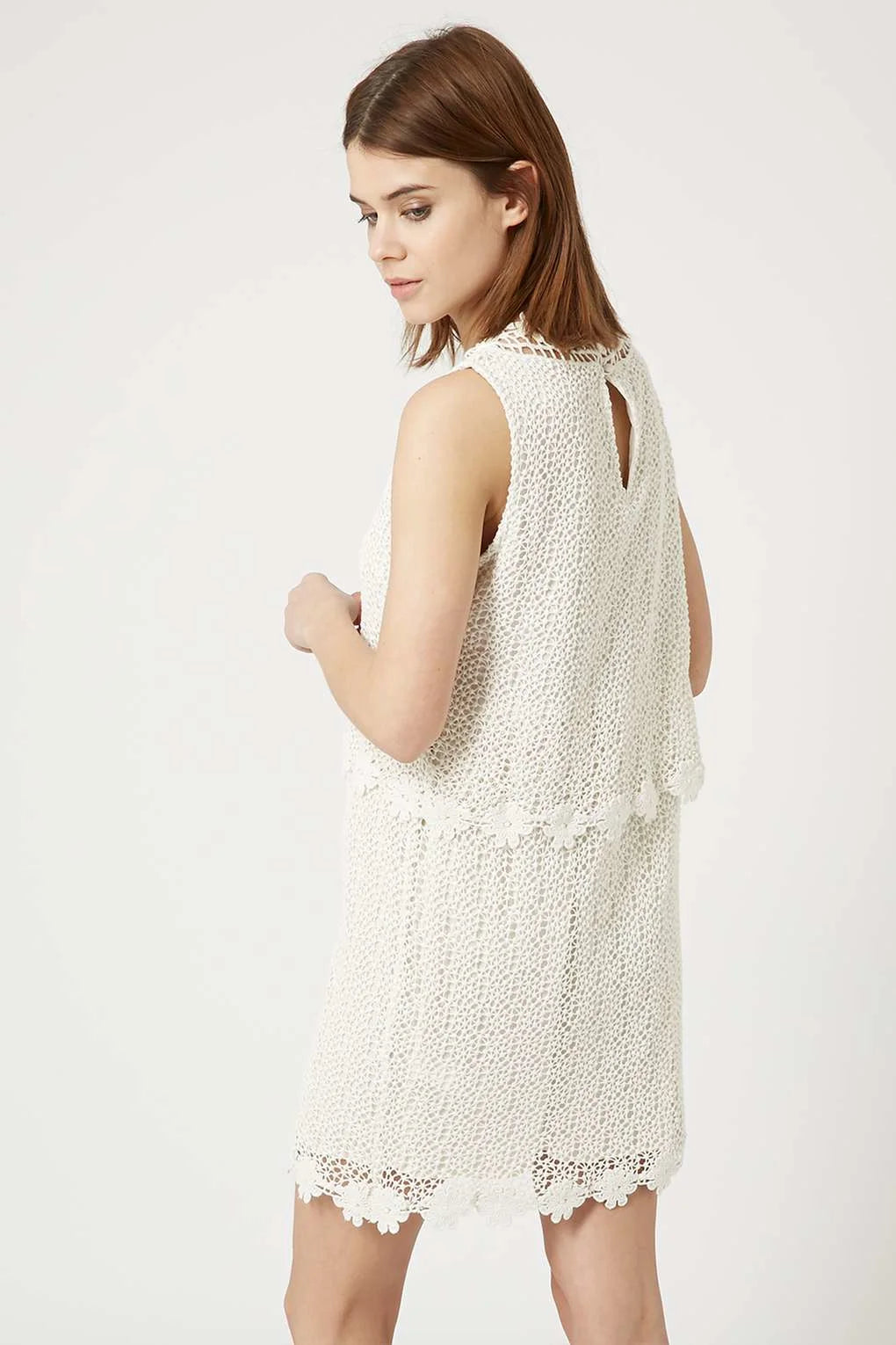Topshop Sleeveless Crochet Layer Dress