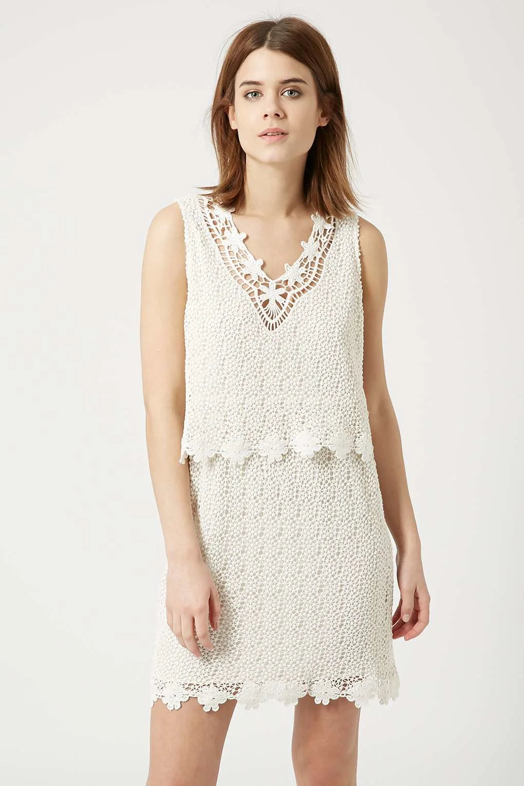 Topshop Sleeveless Crochet Layer Dress