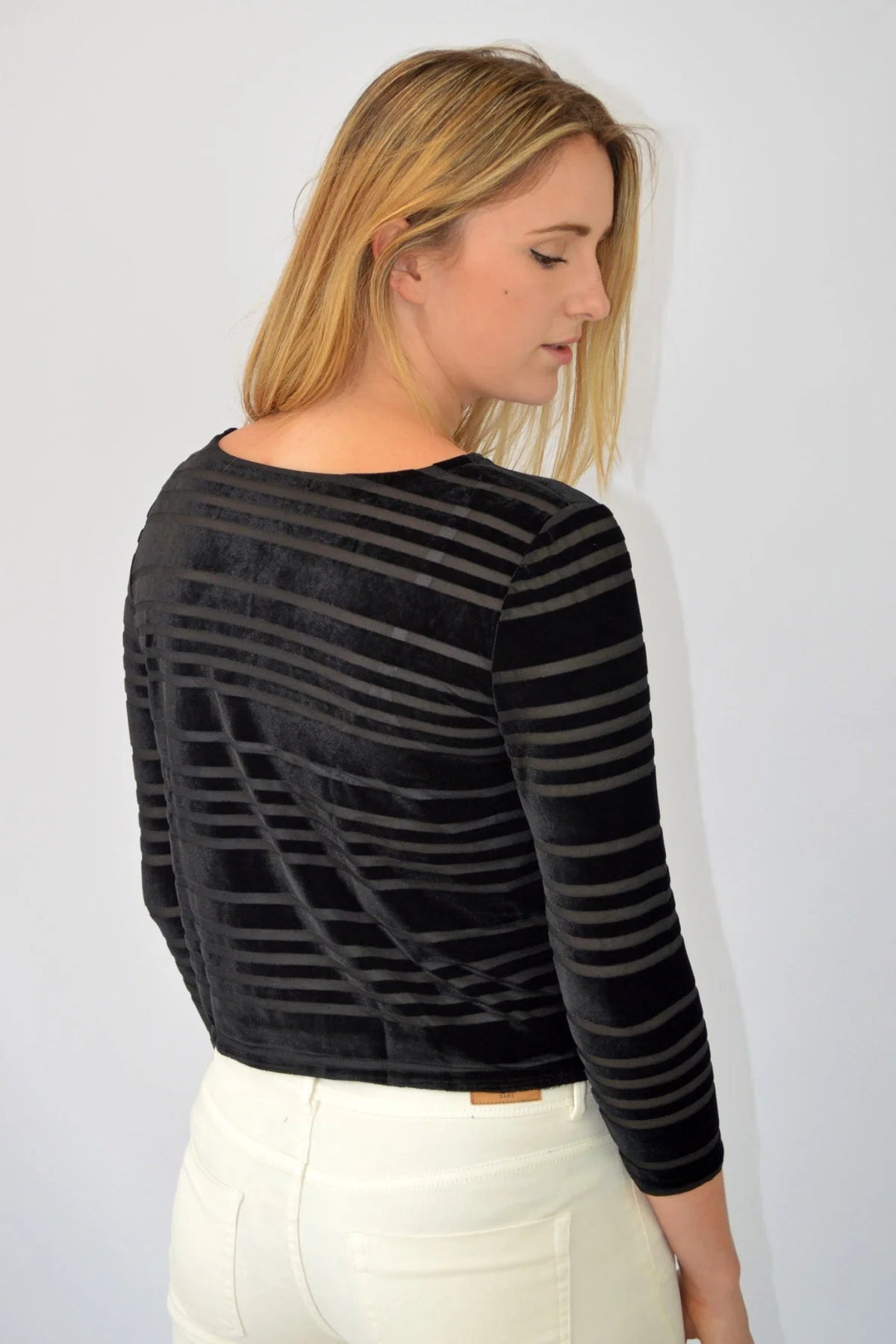 Urban Outfitters Burnout Stripe Velour Top