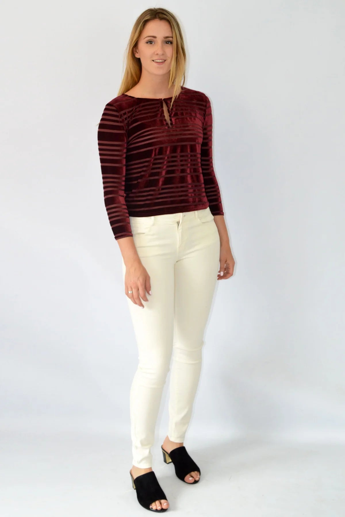 Urban Outfitters Burnout Stripe Velour Top