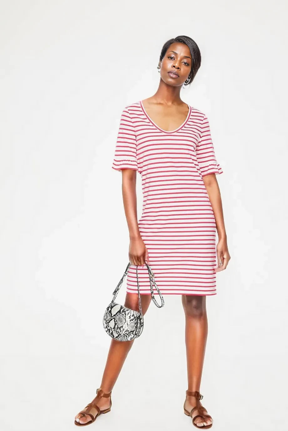 Striped jersey t shirt top dress