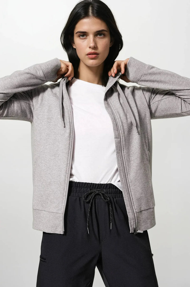 Goodmove Grey Cotton Rich Zip Up Hoodie