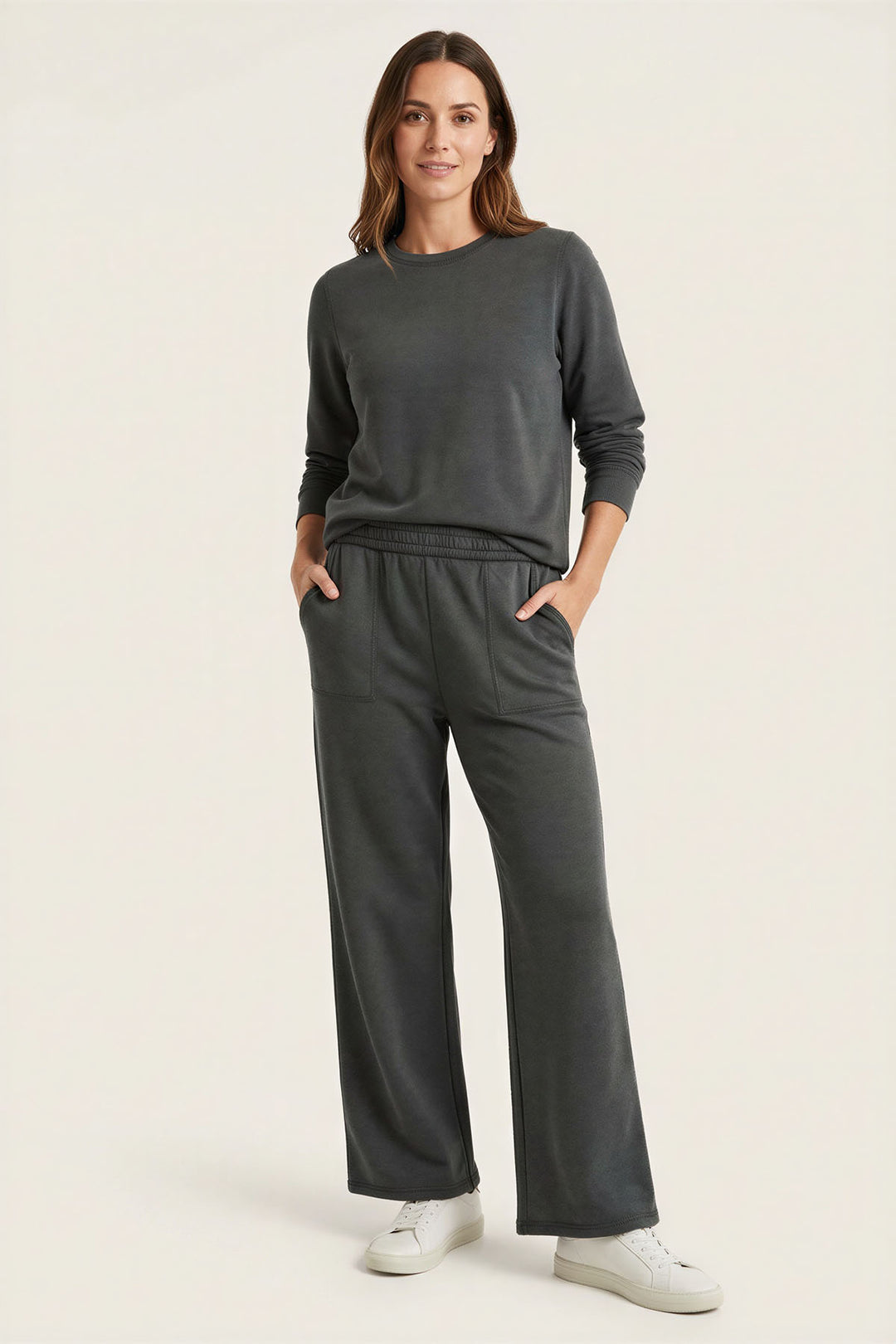 Relaxed Cotton Wide Leg Joggers
