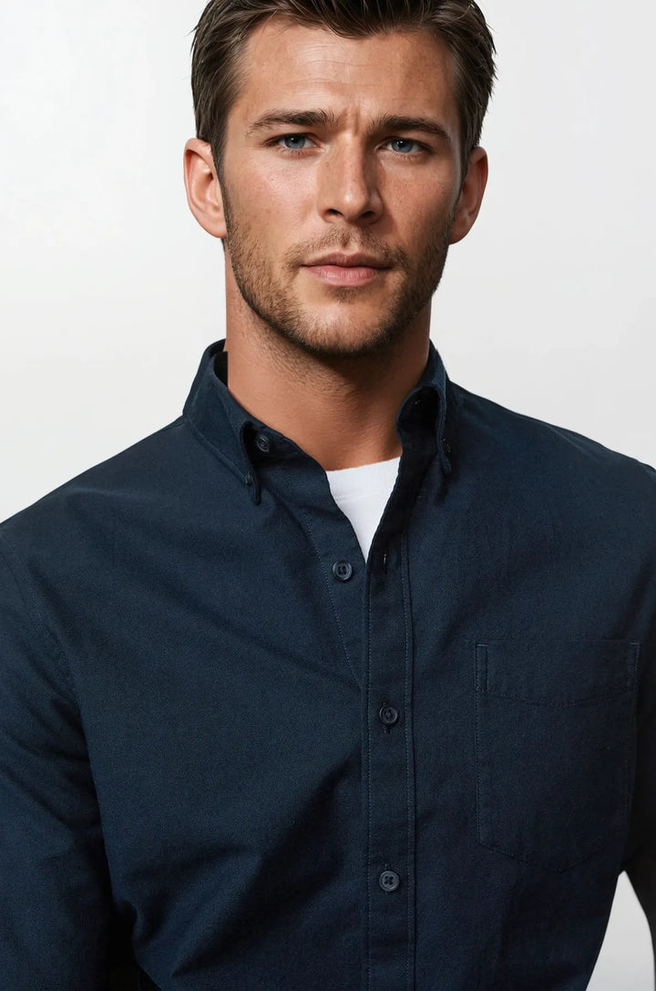 Navy Pure Cotton Oxford Shirt