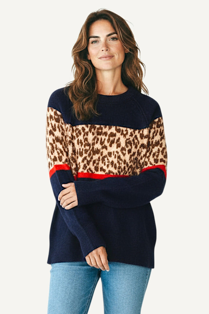 Block Panel Jumper Leopard Print
