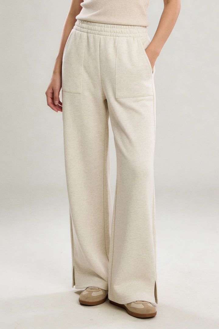 Relaxed Cotton Wide Leg Joggers