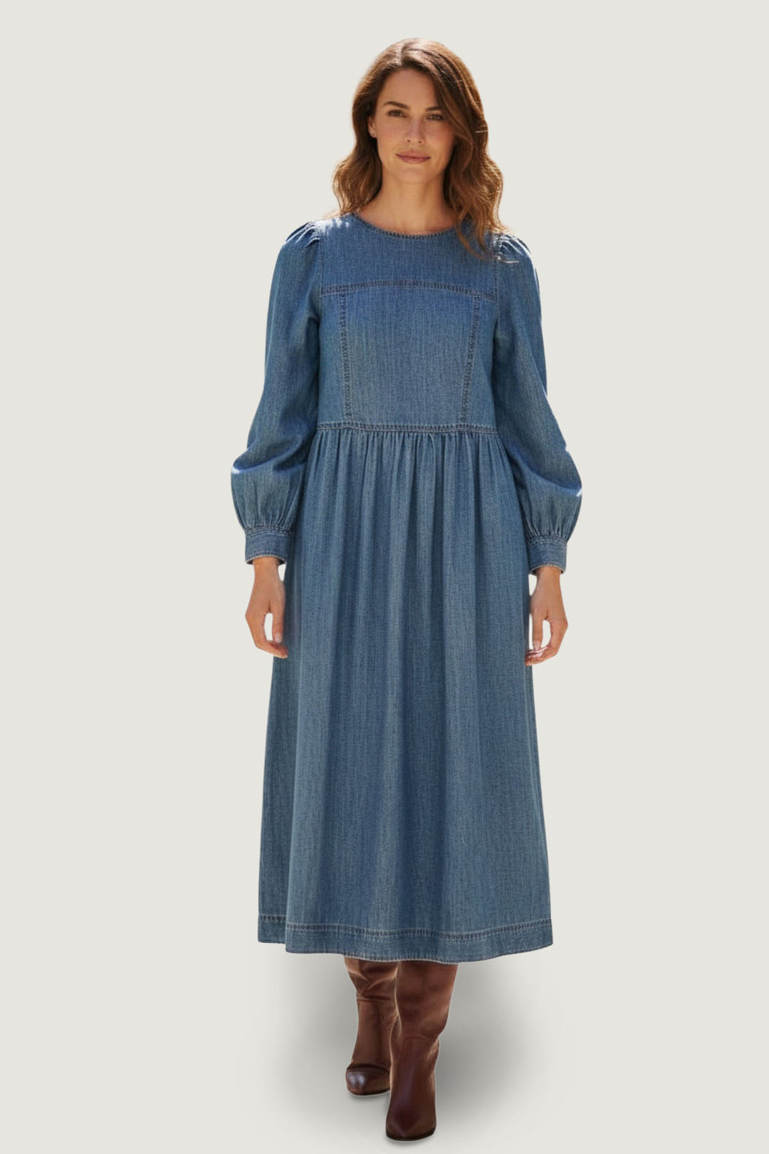 Denim Midi Waisted Dress