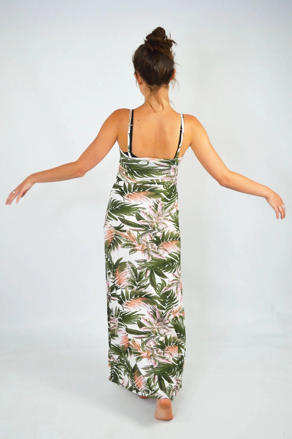 Boohoo Palm Print Jersey Maxi Dress