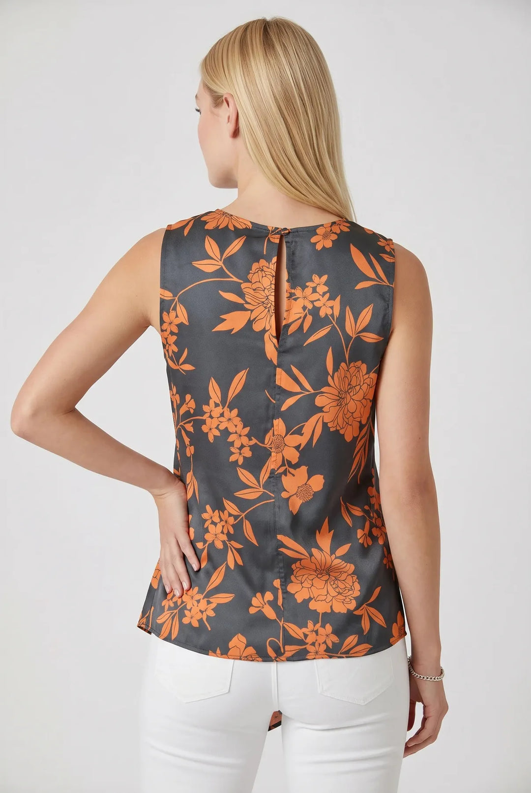 Round Neck Twist Front Sleeveless Blouse