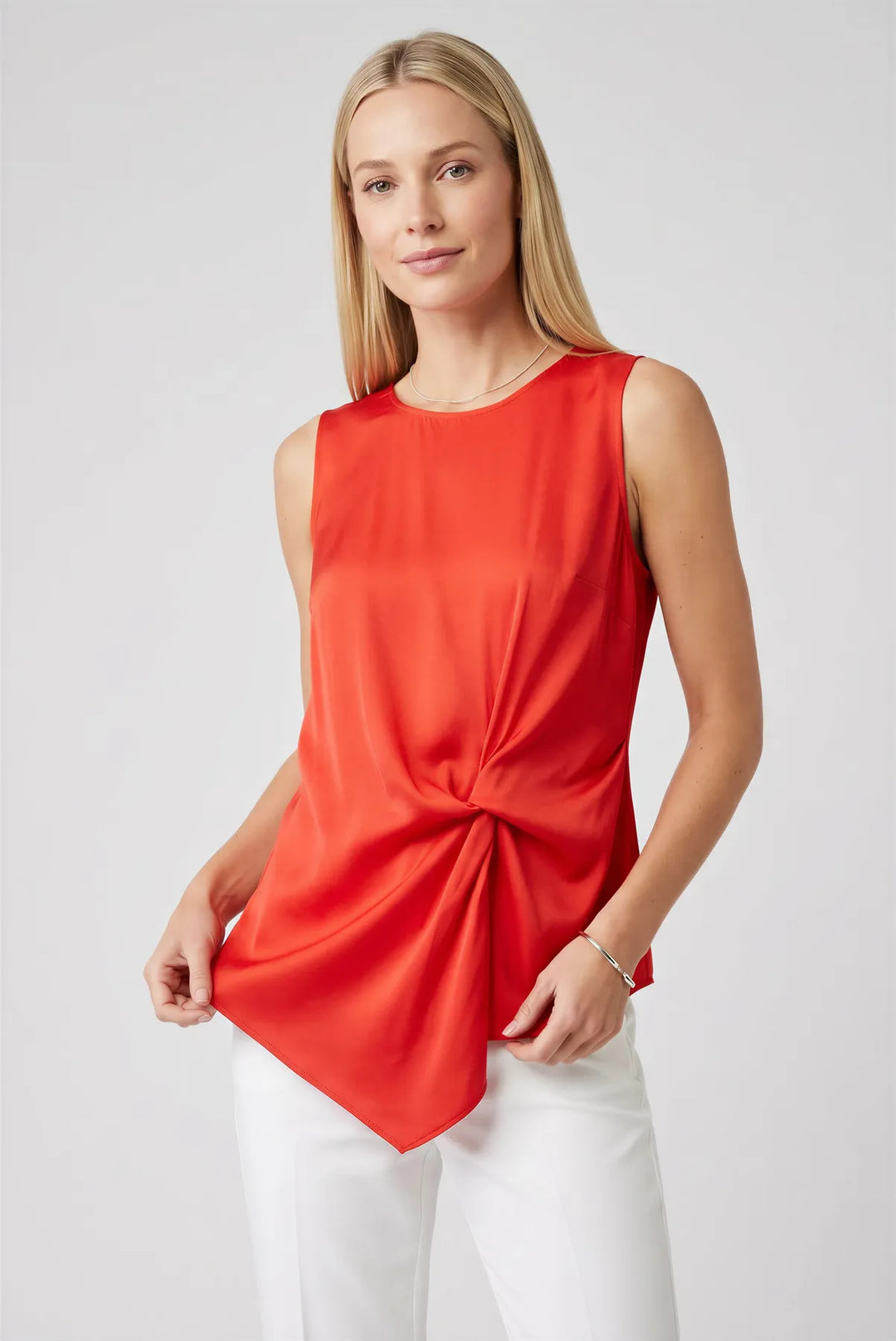 Round Neck Twist Front Sleeveless Blouse