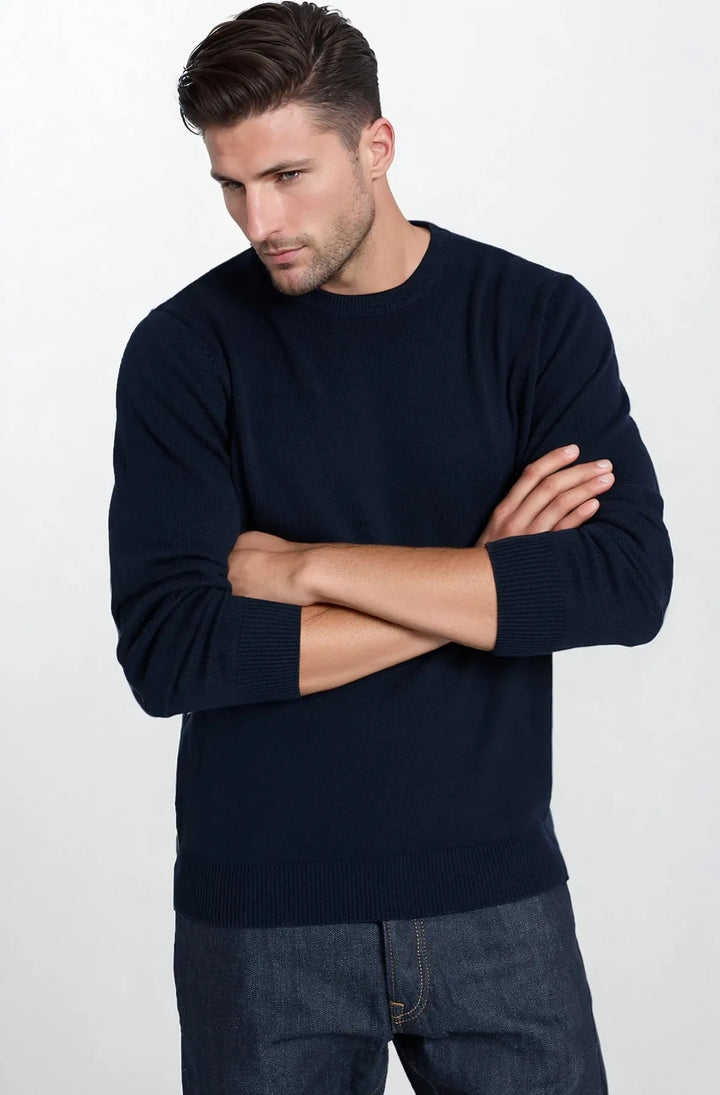 Crew Neck Fine Knit Cotton Jumper