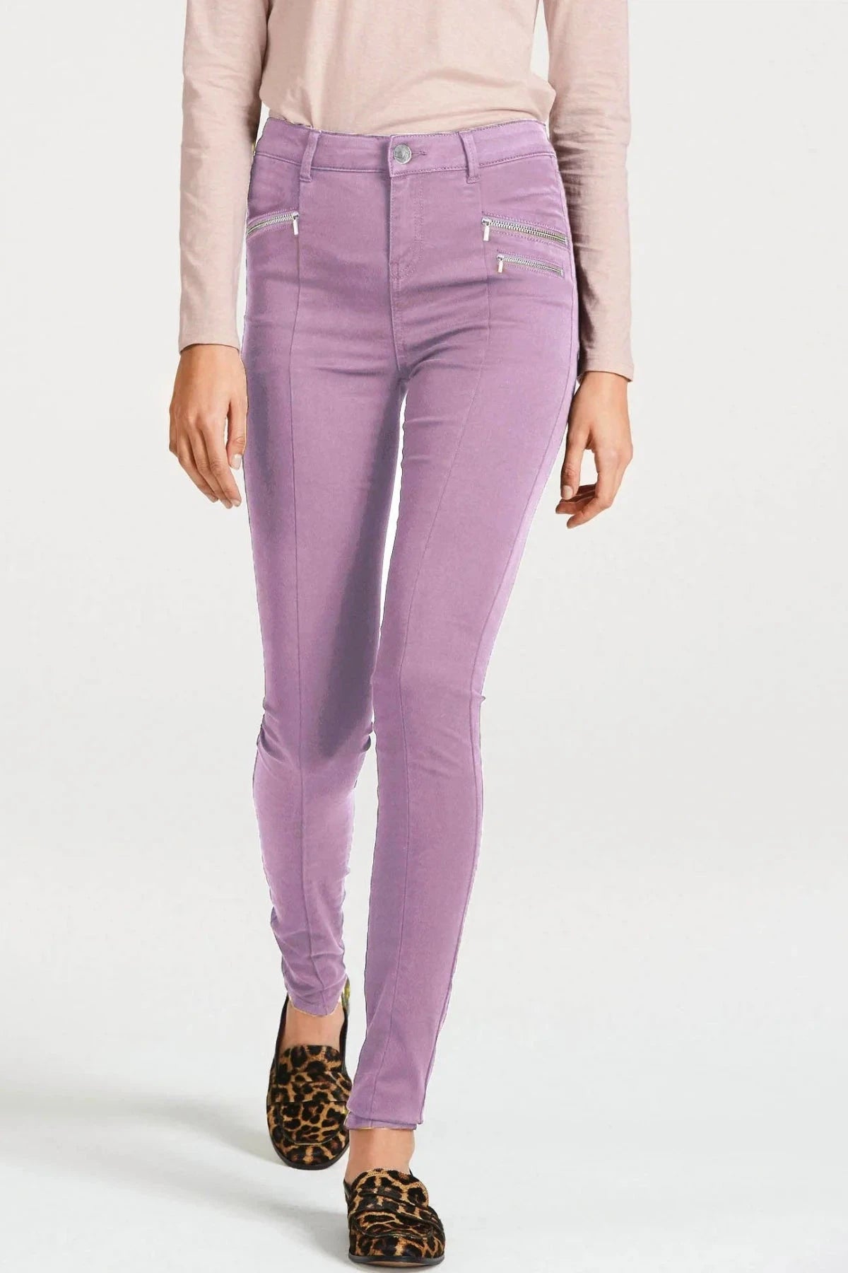 Secret Label Soft Touch Skinny Zip Trousers Lilac / 14 / Reg