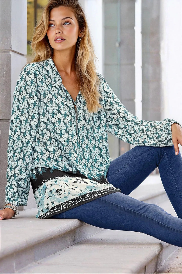 Border Print Tunic Top