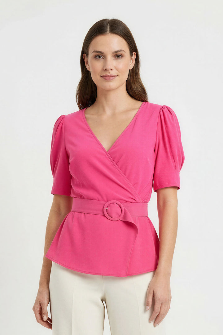 Puff Sleeve Wrap Blouse