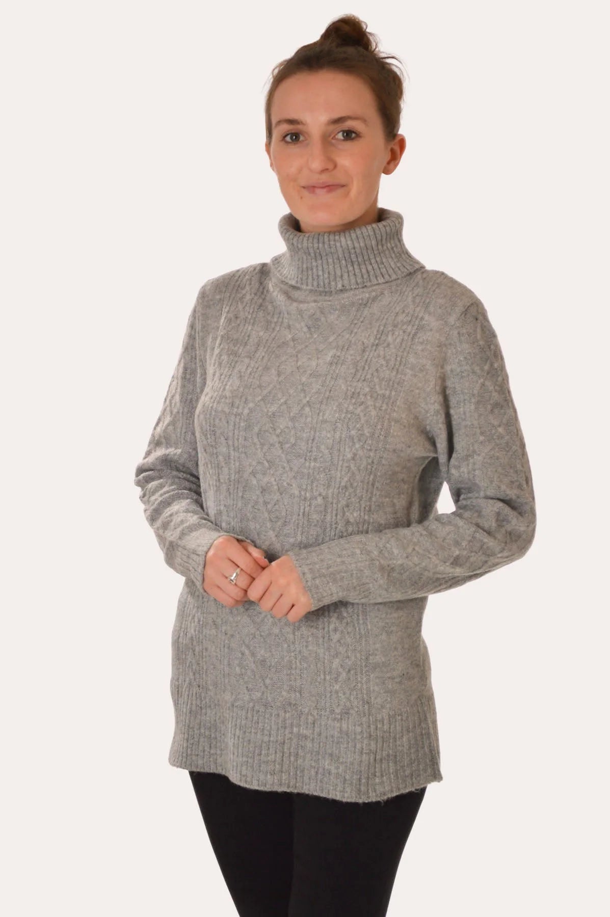 Yessica Roll Neck Cable Knit Jumper