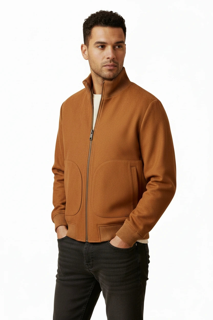 Faux Suede Bomber Jacket