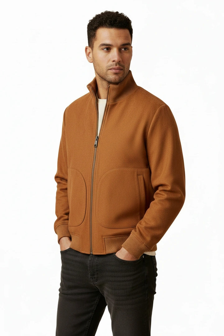 Faux Suede Bomber Jacket