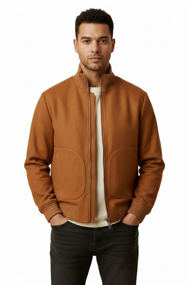 Faux Suede Bomber Jacket