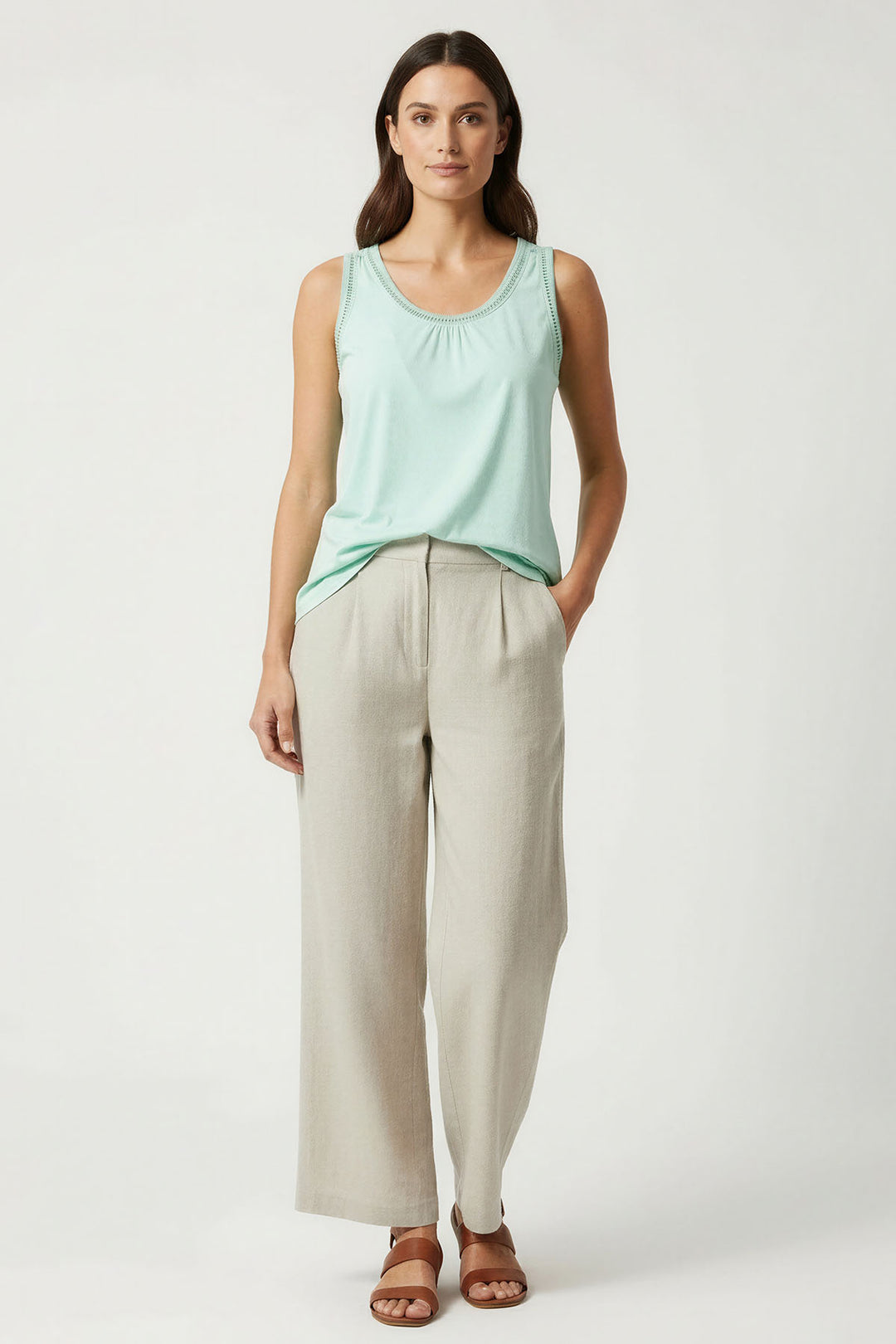 Sleeveless Scoop Neck Jersey Top