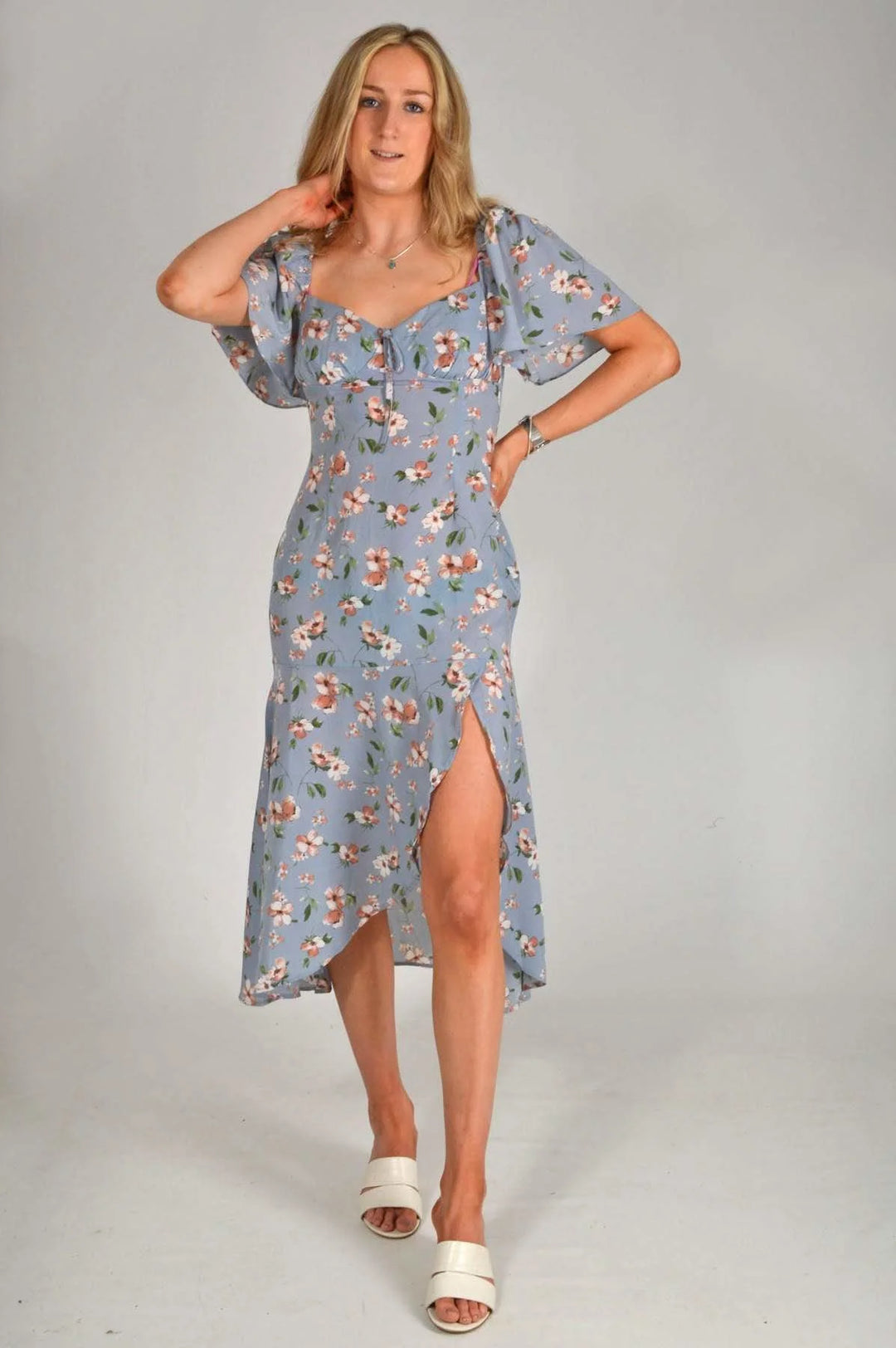 Boohoo Floral Wrap Midi Dress