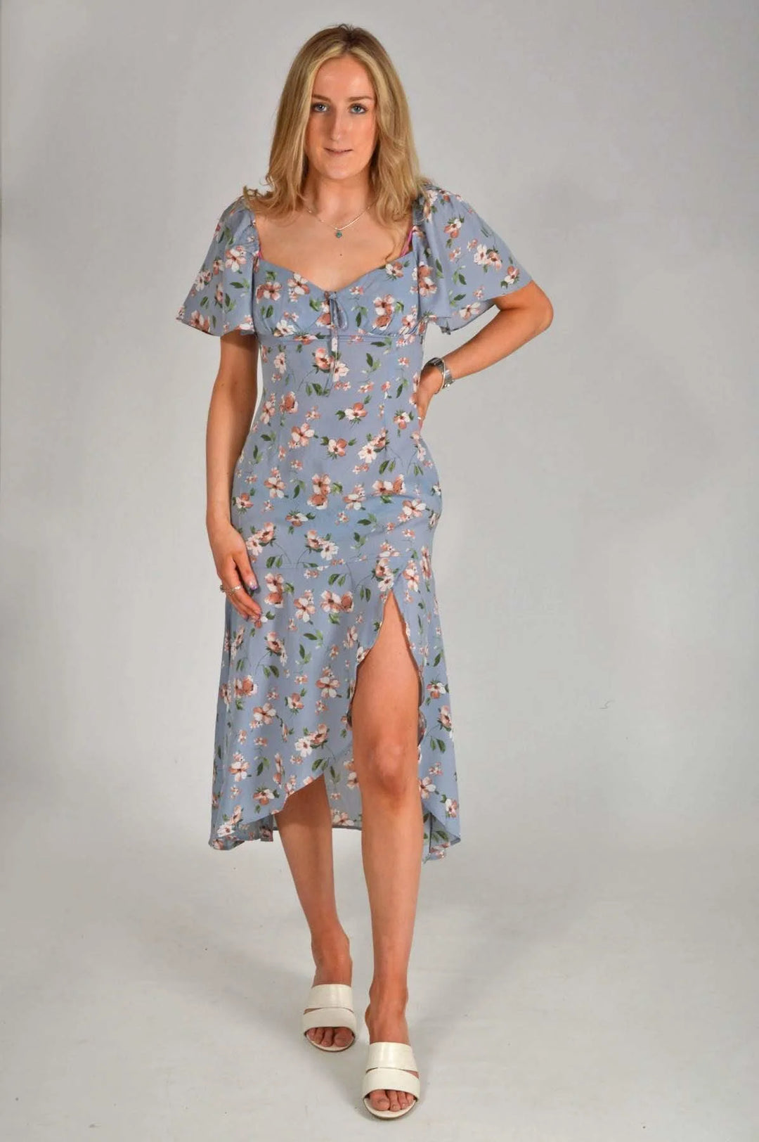 Boohoo Floral Wrap Midi Dress