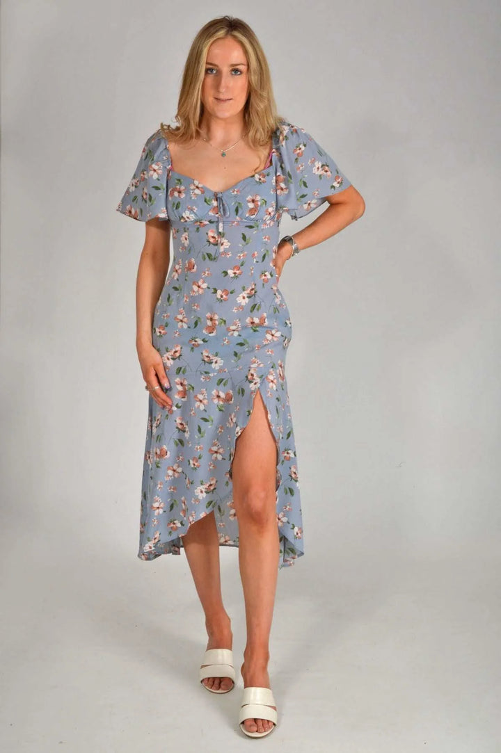 Boohoo Floral Wrap Midi Dress